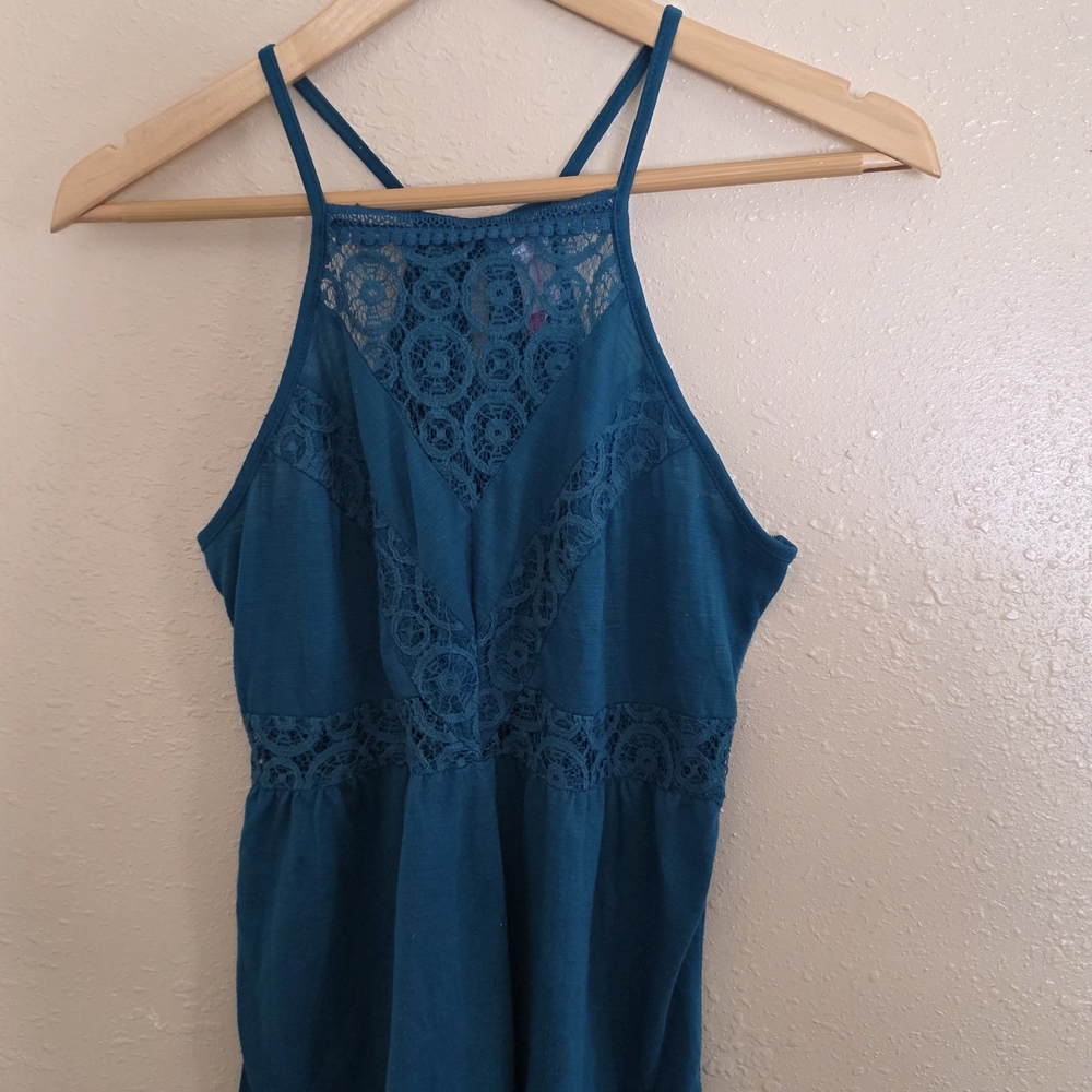 No Boundaries Teal Lace Tank Top